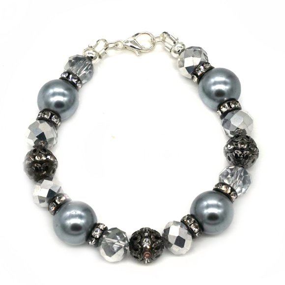 Bracelet with black and gray beads with lobster clasp. - Picture 3 of 3